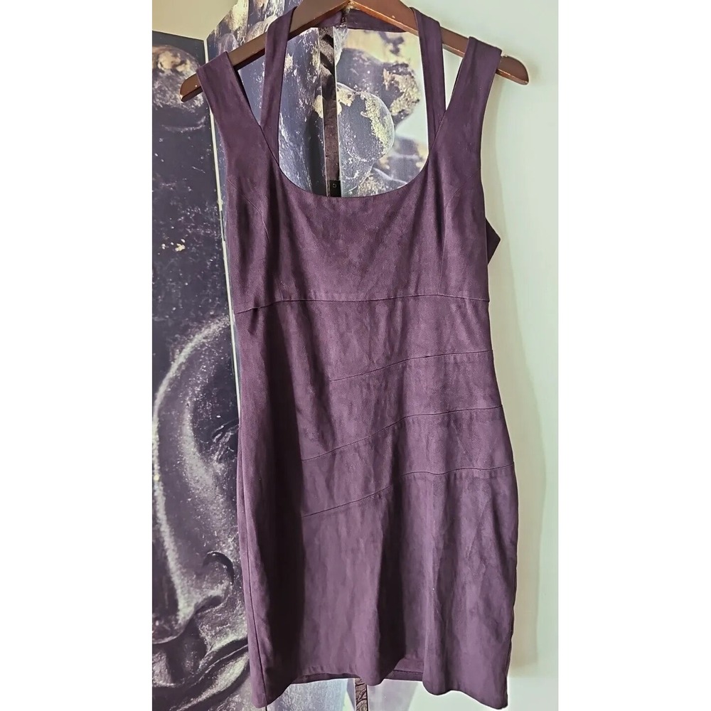 GUESS Women's Purple Sueded Sleeveless Scoop Neck Halter Strap‎ Dress Size 10 - Picture 2 of 9